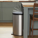 Kohler Step Trash Can 13 Gallons Semi-Round Stainless Steel Waste Home Kitchen