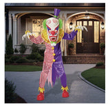 9' Animated Clown, Clown Prop LED Eyes Spooky Phrases Music Motion Sensor Halloween