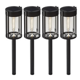 GTX LED Bulb Solar Pathway Lights, 4-pack 25 Lumen Glass Lights with Batteries