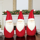 Set of 3 Ceramic Santas, Holiday Red Santa 6.14” W × 6.3” L × 15.83” H