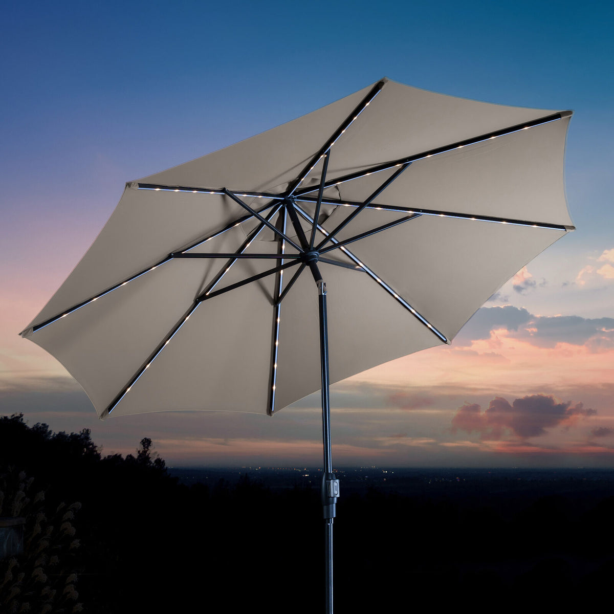 Sunvilla 10’ LED Solar Market Umbrella with Rechargeable & Removable Li ...