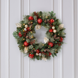 30" Pre-Lit LED Decorated Artificial Wreath with 50 LED White Lights