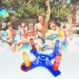 Inflatable Ring Toss Pool Game Toys Floating Swimming Pool Ring with 4 Pcs Rings for Multiplayer Water Pool Game Kid Family Pool Toys & Water Fun Beach Floats Outdoor Play Game Party, Adult, Child