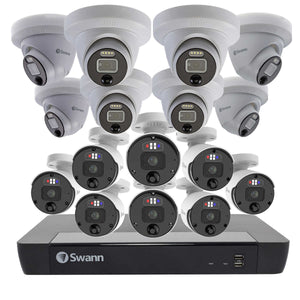 Swann Pro Enforcer 16-Channel NVR 4TB HDD Wired Security Camera System, 8 Bullet & 8 Dome Cameras