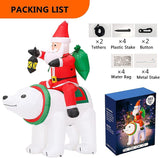 6Ft Christmas Inflatables Santa Claus Riding Bear with Gift Bag