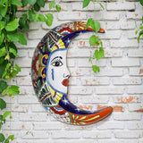 Stylecraft Talavera Pottery Store La Luna Ceramic Wall Art, 21" Wall Moon Hand Painted