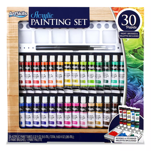 ArtSkills Acrylic Painting Set, 30 paints