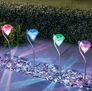 Epicgadget Color Changing LED Diamond Solar Pathway lights, 4 Pack