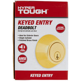 Hyper Tough Keyed Entry Single Cylinder Deadbolt, Polished Brass Finish