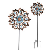 Mainstays 52.2" Height Patina Metal Flower Wind Spinner,  15 in W x 5.1 in x 52.2 in H
