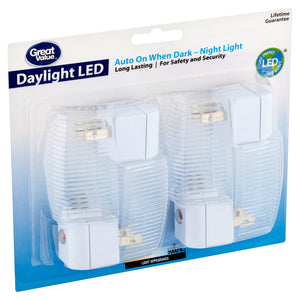 Great Value LED Automatic Light-Sensing Night Light, 4-Pack Daylight