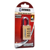 Brinks 4-Dial Resettable Solid Brass Padlock, 30mm Body with 1 inch Shackle