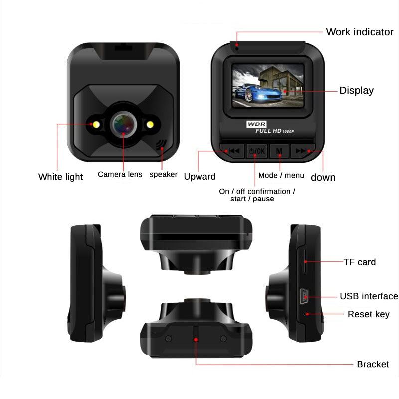 Mini0801 Miniature Dash Cam  Full HD 1080p Video & Optional GPS