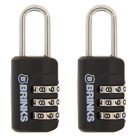 Brinks 3-Dial Resettable Sport Padlock, 2 Pack, 22mm Body with 5/8 inch Shackle