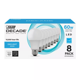 Feit Electric Decade 60W Equivalent LED A19 Light Bulb, 8 pk. - Daylight