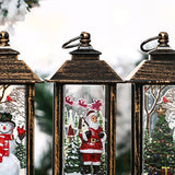 Festive Lighted Christmas Lantern with LED Lights, Lit Winter Scene with Santa Claus with Xmas List, Tree and Snow