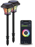 Smartpoint Rechargeable Smart Solar Color+White Pathway Lights, 2 Pack