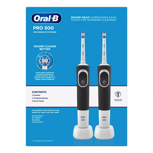 Oral-B Pro 500 Precision Clean Electric Rechargeable Toothbrush, 2 ct.