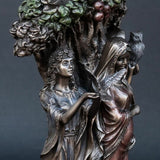 Celtic Sacred Moon Triple Goddess Mother Maiden Crone Under Tree of Life Statue