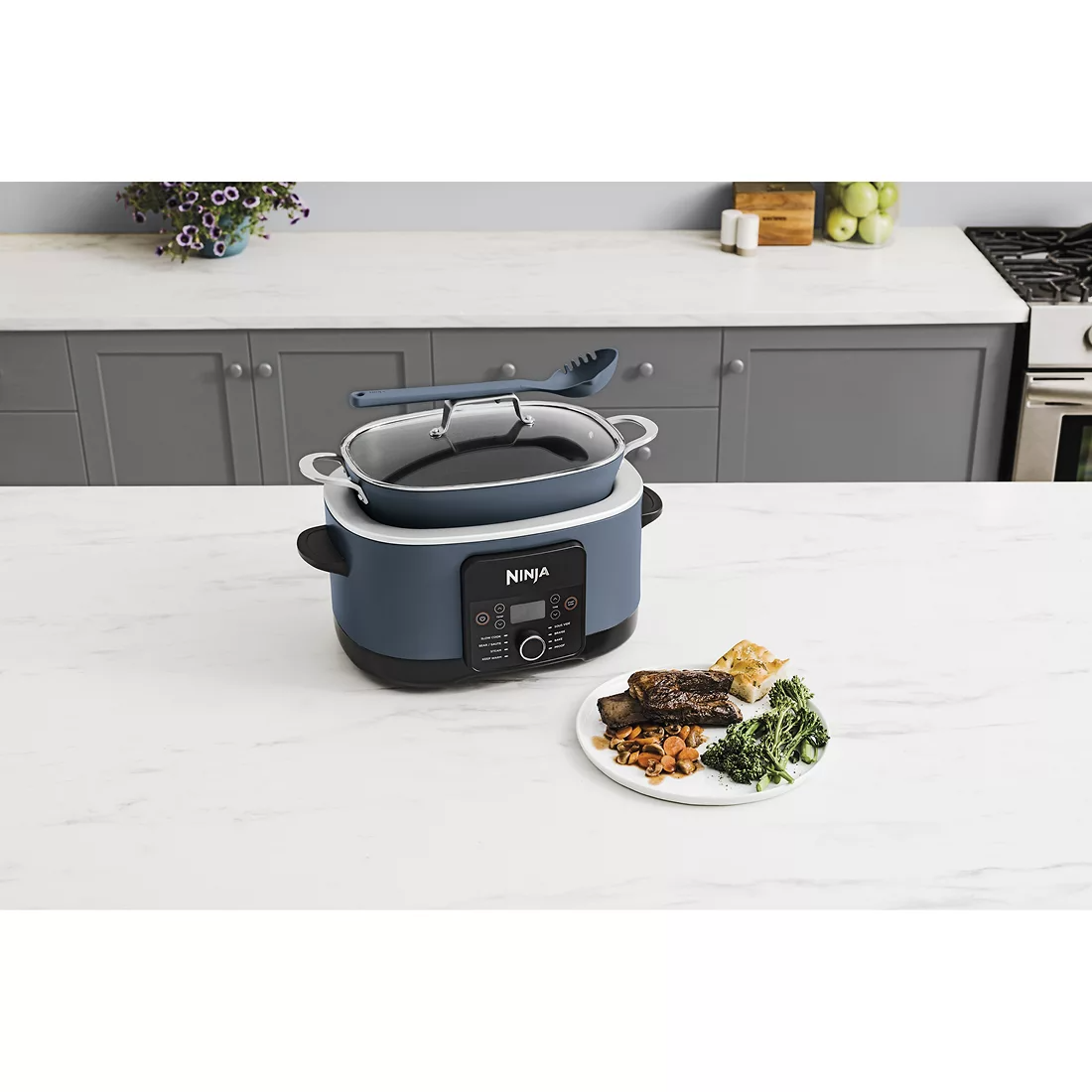 Ninja - Foodi Cooker PRO, 8.5qt Multi-Cooker Blue Crock Pot Slow Steamer