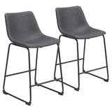 Zuo Modern Kai 24” Chairback Barstool, Vintage Brown Smart Counter Chair 2-Pack