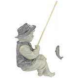15" Frederic Little Fisherman of Avignon Boy Fishing Garden Statue