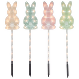 Northlight 4ct Plaid Pastel Bunny Easter Pathway Marker Lawn Stakes, Clear Lights