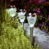 ExcMark Stainless Steel Glass Solar LED Pathway Lights, 6 Pack