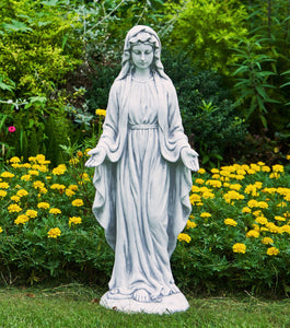 Outdoor Statue of the Virgin Mary Blessed Mother Garden Decorative Statue, 29.9 inches Gray