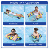 Aqua Inflatable Green Monterey Hammock Pool Float, Capacity 250 lbs.