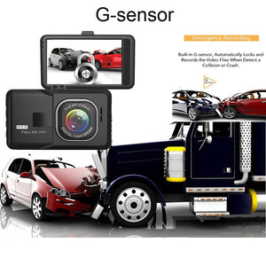 Voiture Dvr Dash Cam Enregistreur vidéo G-sensor 1080p Hd 3lens
