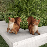 Pure Garden 6" Polyresin Squirrel Figurine Statues, Set of 2