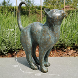 Hattfart Cat Statue With Rounded Back, 13 x 12 x 6 Inches
