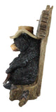 Angry Black Bear Holding Rifle 15"H Statue With Welcome or Go Away Plank Sign