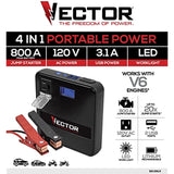 Vector 800 Peak AMP Jump Starter, Inverter and Portable Power Pack