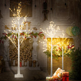 4Ft, 5Ft and 6Ft Set of 3 White Birch Tree,  with Warm Yellow LED Lights