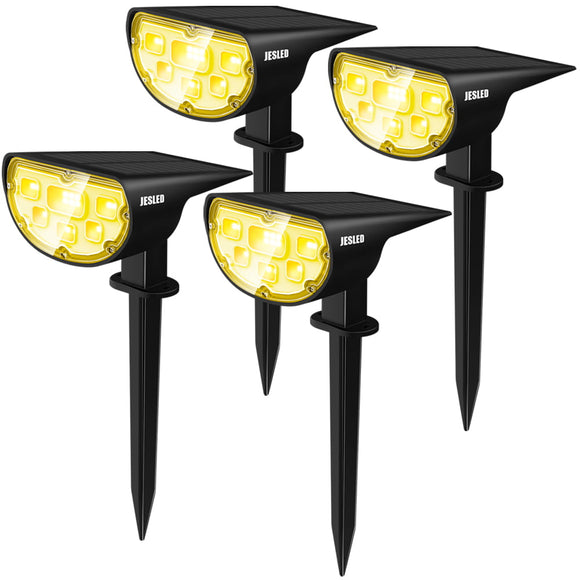 JESLED Solar Landscape Lights Outdoor 14 LED Spotlight, Warm White, 4-Pack