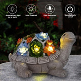 Goodeco Solar Garden Statue, Turtle Figurine with Succulent and 7 LED Lights