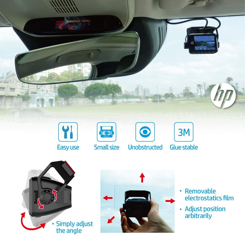 HP F660G Full HD 1080P Dash Cam Front and Rear, Built-in GPS and G