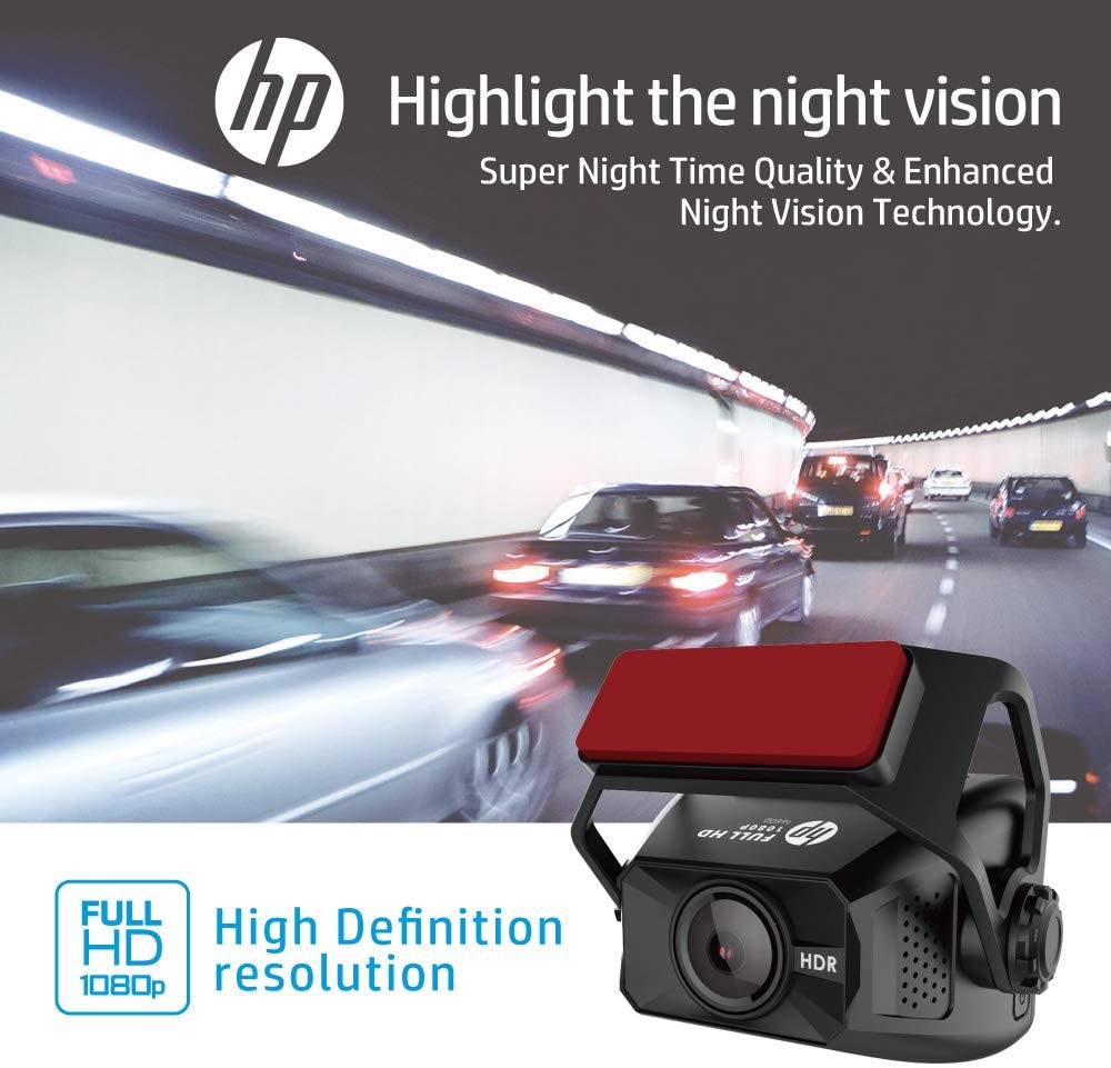 HP F660G Full HD 1080P Dash Cam Front and Rear, Built-in GPS and G