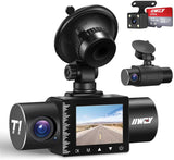 iiwey Dash Cam Front Rear and Inside 1080P Three Channels with IR Night Vision Car Camera