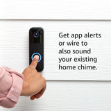 Blink Wi-Fi Video Doorbell, Two-way audio, HD video, motion and chime app alerts and Alexa enabled