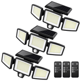 SZRSTH Solar Lights Waterproof Motion Sensor Security Lights with Wireless Remote Control - 2500LM 3Heads 210LED Flood Lights