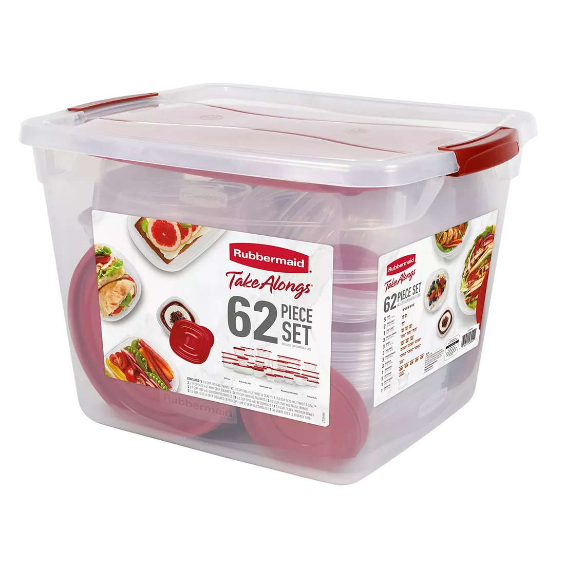 Rubbermaid TakeAlongs Meal Prep Food Storage Containers with Divided Base,  30 Pieces Value Pack