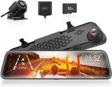 G840S 12“ Mirror Dash Cam Backup Camera,1296P Full HD Smart Rearview Mirror