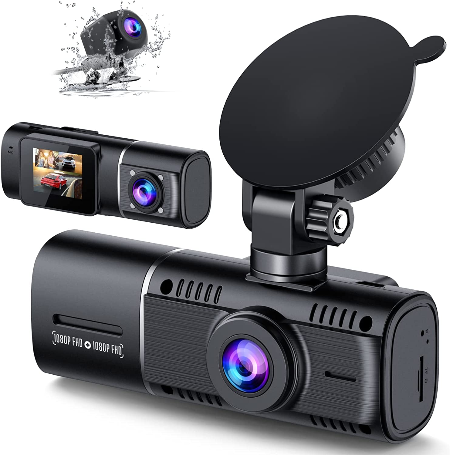 Galphi 3 Channel Dash Cam Front and Rear Inside, 1080P Dash Camera for  Cars, Dashcam Three Way Triple Car Camera with IR Night Vision, Loop  Recording