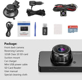 Biuone Dash Camera, Super Night Vision Dash Cam Front and Rear with 32G SD Card