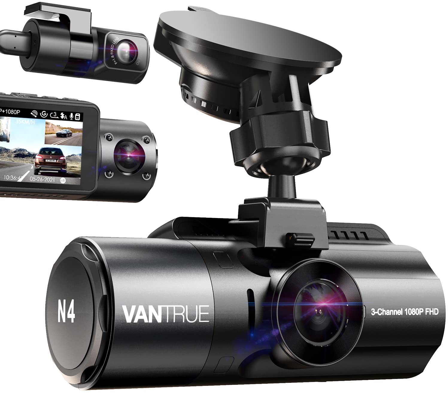 Vantrue N4 3 Channel 4K Dash Cam, 4K+1080P Front and Rear, 4K+1080P F –  Homesmartcamera