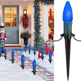 25.7 Feet 20 LED C9 Pathway Lights, Strawberry Walkway Lights with Marker Stakes