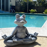 Meditating Original Zen Yoga Frog Figurine Statue, 12.5"x4.9"x10"